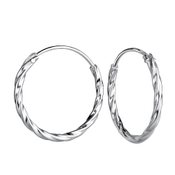 19mm Silver Twisted Hoop Earrings - 21689