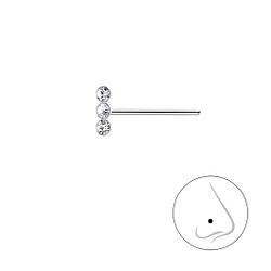 Silver Triple Crystal Nose Stud - 21765