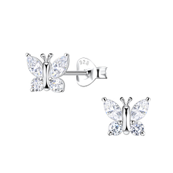 Silver Butterfly Stud Earrings - 21876