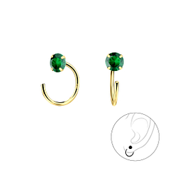 4mm Round Cubic Zirconia Silver Ear Huggers - 21880