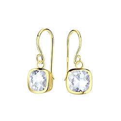 6mm Cushion Cubic Zirconia Silver Earrings - 21888