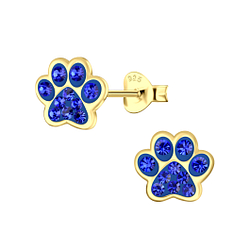 Silver Paw Print Stud Earrings - 4086