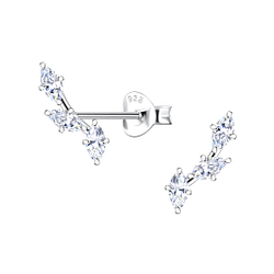 Silver Marquise Cubic Zirconia Stud Earrings - 21922