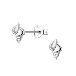 Silver Shell Stud Earrings - 21793