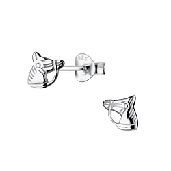 Silver Horse Head Stud Earrings - 21842