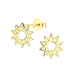 Silver Sun Stud Earrings - 21778
