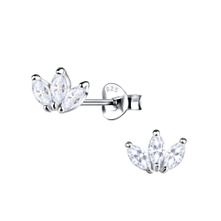 Silver Flower Stud Earrings - 21844