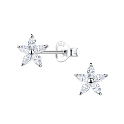 Silver Flower Stud Earrings - 21840