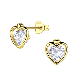 Silver Heart Stud Earrings - 21848