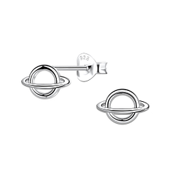 Silver Saturn Stud Earrings - 21796