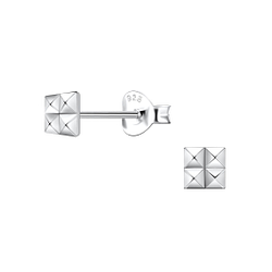 Silver Square Stud Earrings - 21835