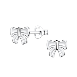 Silver Bow Stud Earrings - 21824