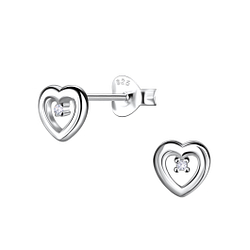 Silver Heart Stud Earrings - Wholesale - 21523