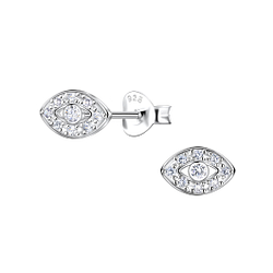 Silver Evil Eye Stud Earrings - 21788