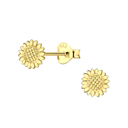 Silver Sunflower Stud Earrings - 21913