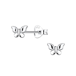 Silver Butterfly Stud Earrings - 21804