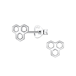 Silver Honeycomb Stud Earrings - 21805