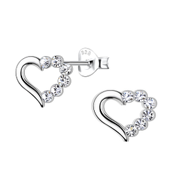 Silver Heart Stud Earrings - 21863