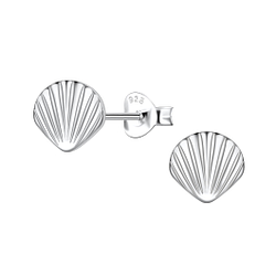 Silver Shell Stud Earrings - 21810
