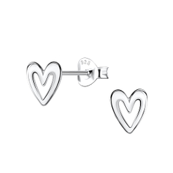 Silver Heart Stud Earrings - 21811