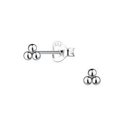Silver Triangle Ball Stud Earrings - 21859
