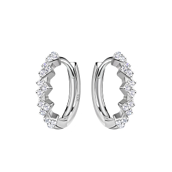 14mm Silver Heart Huggie Earrings - 21816 14mm Silver Heart Huggie Earrings - 21816