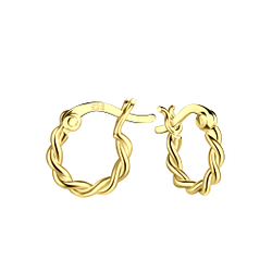 10mm Silver Twisted French Lock Hoop Earrings - 21921