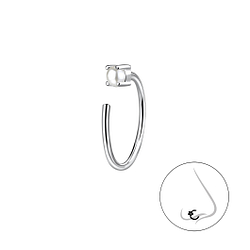 2mm Pearl Silver Nose Ring - Wholesale - 21839