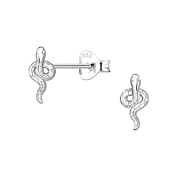 Silver Snake Stud Earrings - 22010
