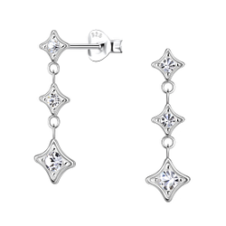 Silver Stars Stud Earrings - 22012