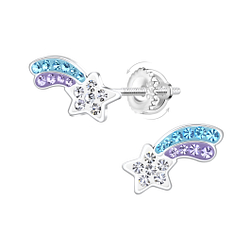 Silver Shooting Star Screw Back Earrings - 21946