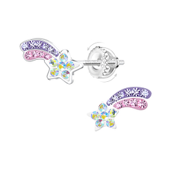 Silver Shooting Star Screw Back Earrings - 21940