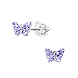 Silver Butterfly Crystal Screw Back Earrings - 21956 Silver Butterfly Crystal Screw Back Earrings - 21956
