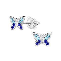 Silver Butterfly Screw Back Earrings - 21943 Silver Butterfly Screw Back Earrings - 21943