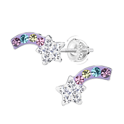 Silver Shooting Star Screw Back Earrings - 21948 Silver Shooting Star Screw Back Earrings - 21948
