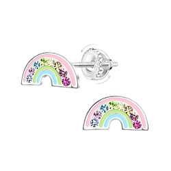 Silver Rainbow Screw Back Earrings - 21962 Silver Rainbow Screw Back Earrings - 21962