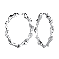 Silver Twisted Huggie Earrings - 22001
