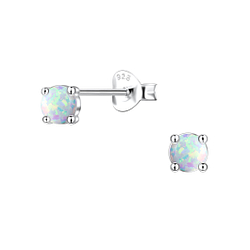 4mm Opal Silver Stud Earrings - 22019 4mm Opal Silver Stud Earrings - 22019