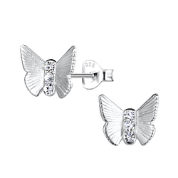 Silver Butterfly Stud Earrings - 22024