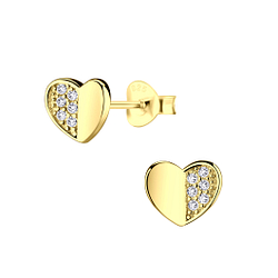 Silver Heart Stud Earrings - 22047