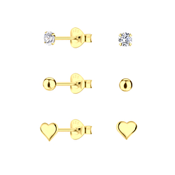 Silver Heart Stud Earrings Set - 22340 Silver Heart Stud Earrings Set - 22340