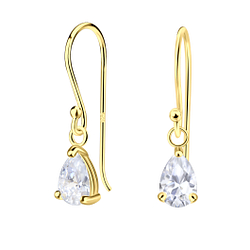 4x6mm Pear Cubic Zirconia Silver Earrings - 22210