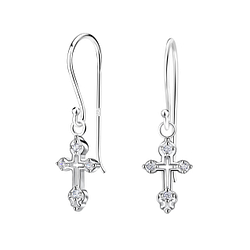 Silver Cross Earrings - 22239