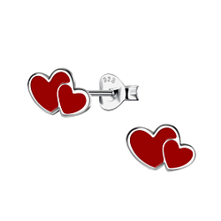 Silver Heart Stud Earrings - 22277