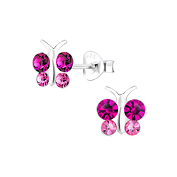 Silver Butterfly Stud Earrings - 22204