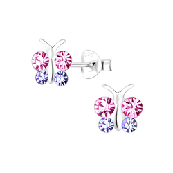 Silver Butterfly Stud Earrings - 22214