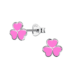 Silver Triple Heart Stud Earrings - 22272