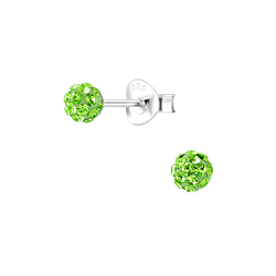 Silver 4mm Crystal Ball Stud Earrings - 2223 Silver 4mm Crystal Ball Stud Earrings - 2223