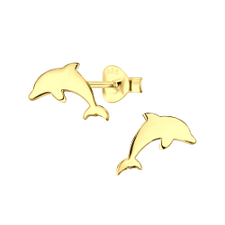 Silver Dolphin Stud Earrings - 22061