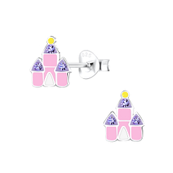 Silver Castle Stud Earrings - 22242